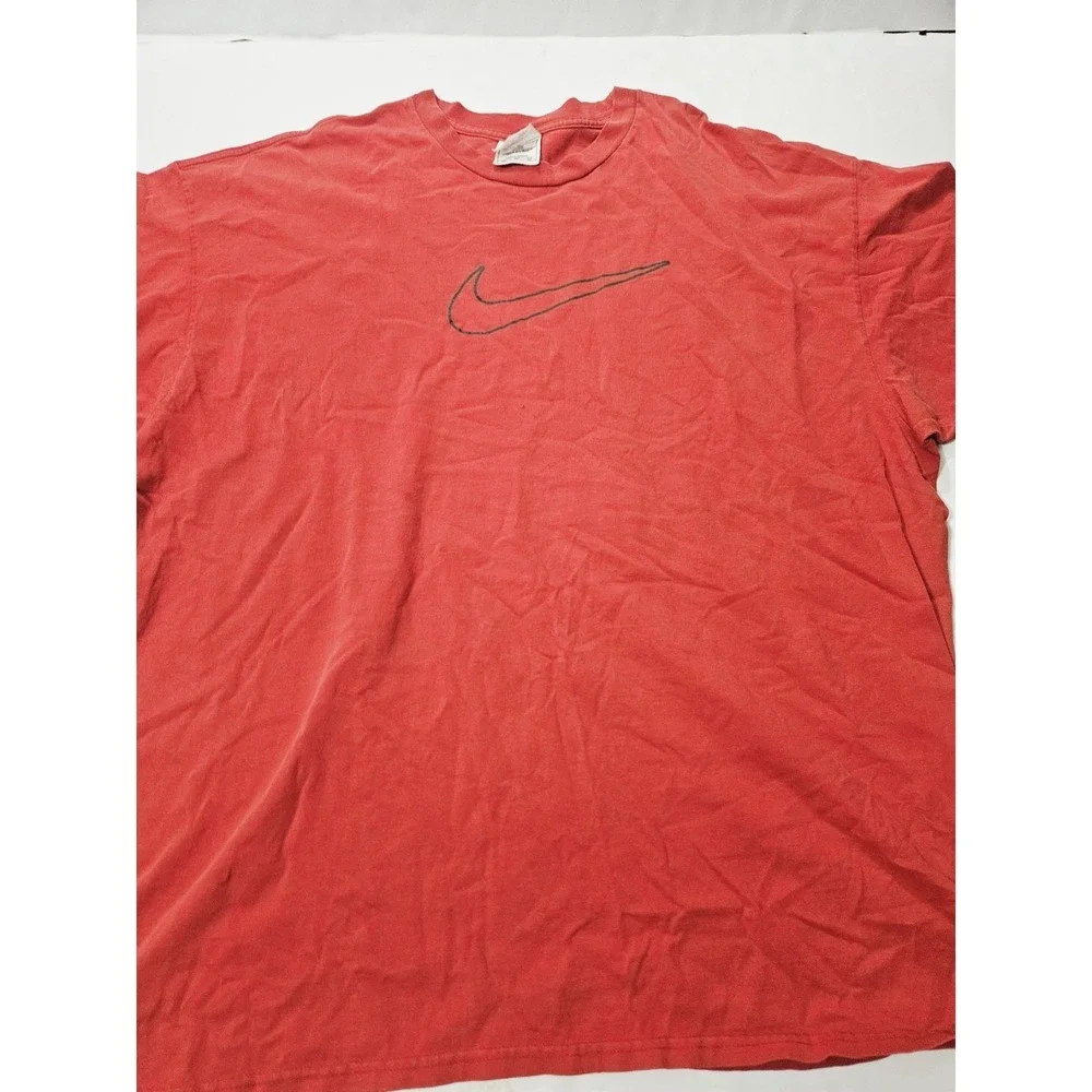 Nike Essentials Y2K Vintage Big‎ Swoosh Logo Red T-Shirt Men's Size 2XL